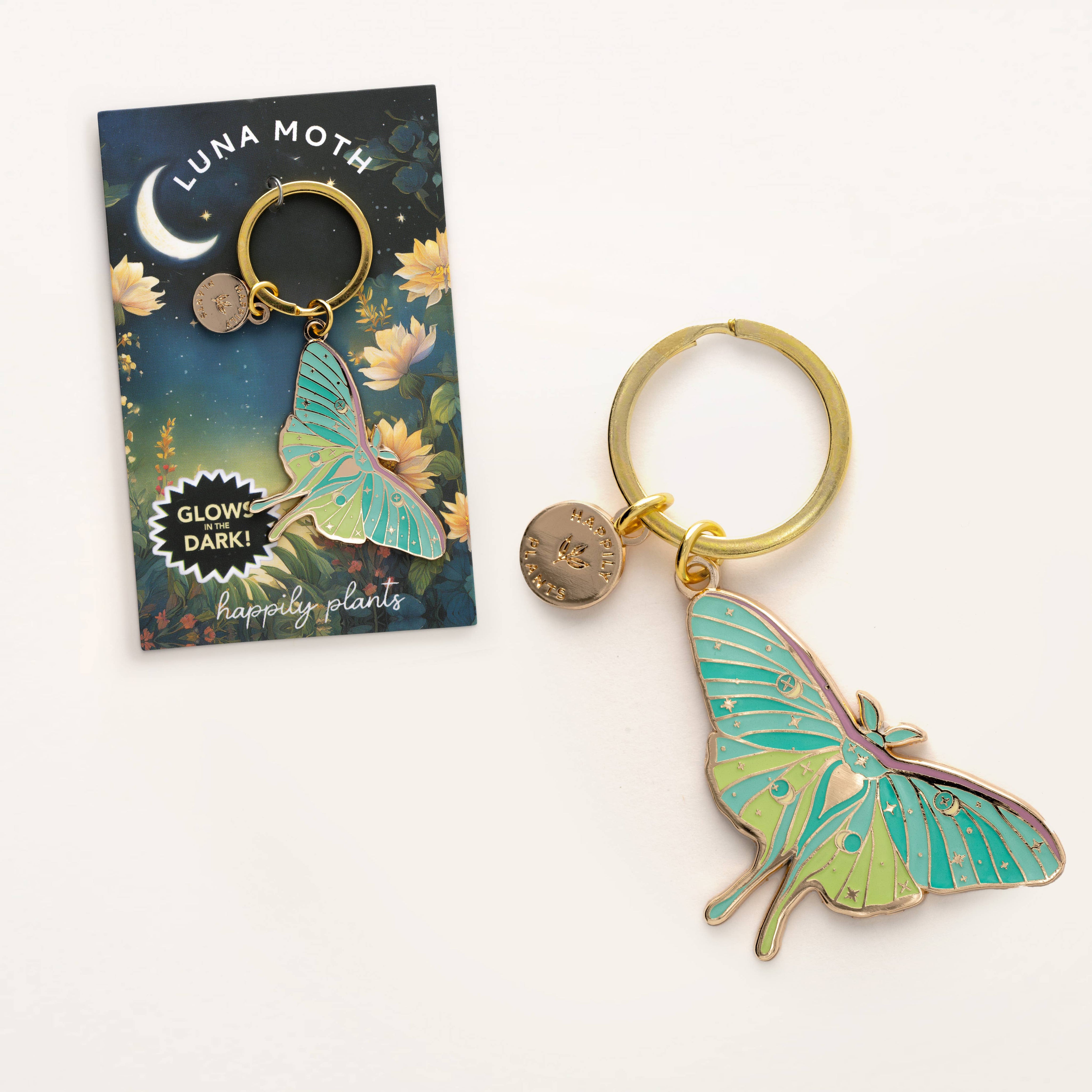 Luna Moth Keychain Charm Glow in the Dark