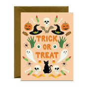 Trick Or Treat Spooky Pumpkins Fall Halloween Card