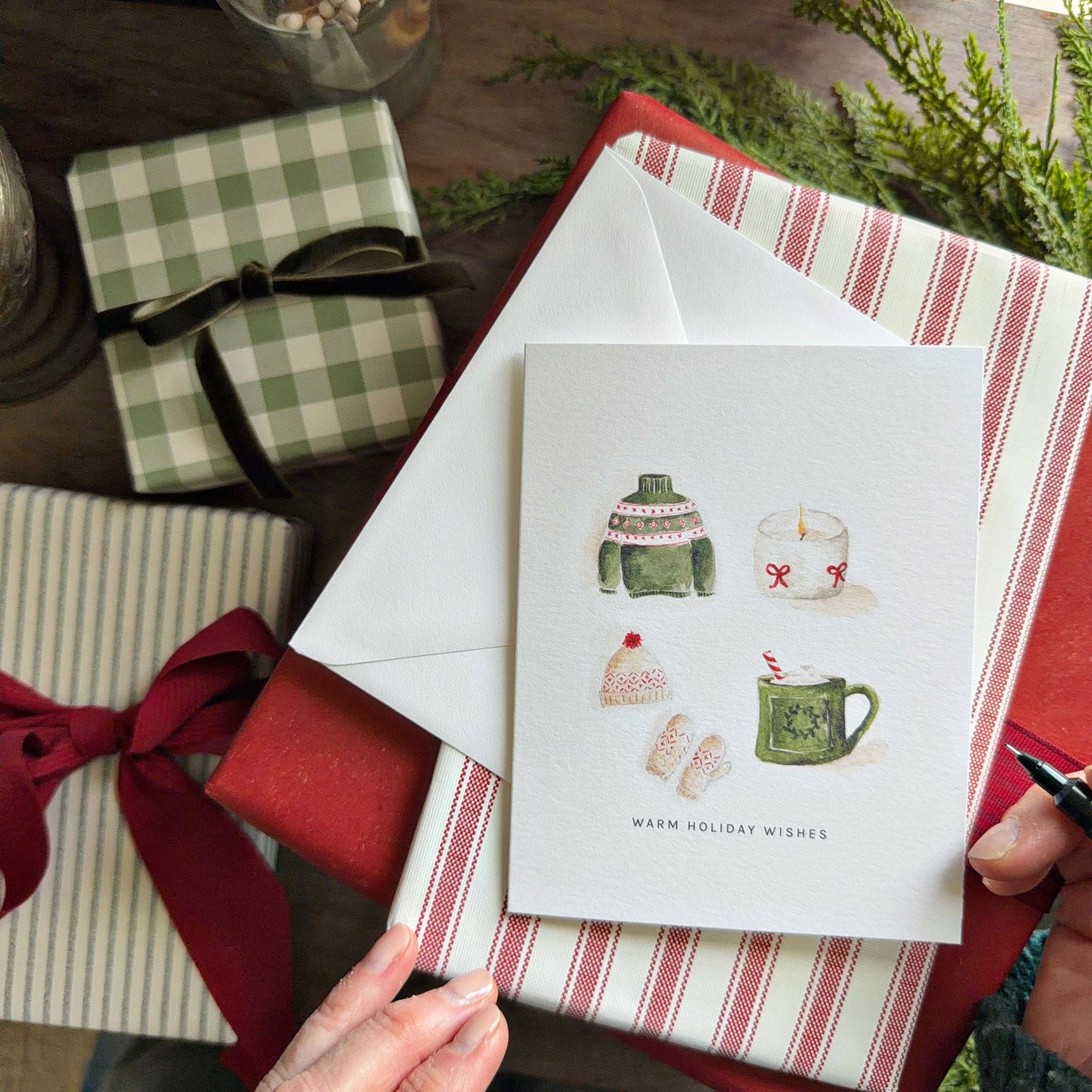 Warm holiday wishes greeting card