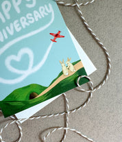 Skywriting Airplane with Bunnies Anniversary Card