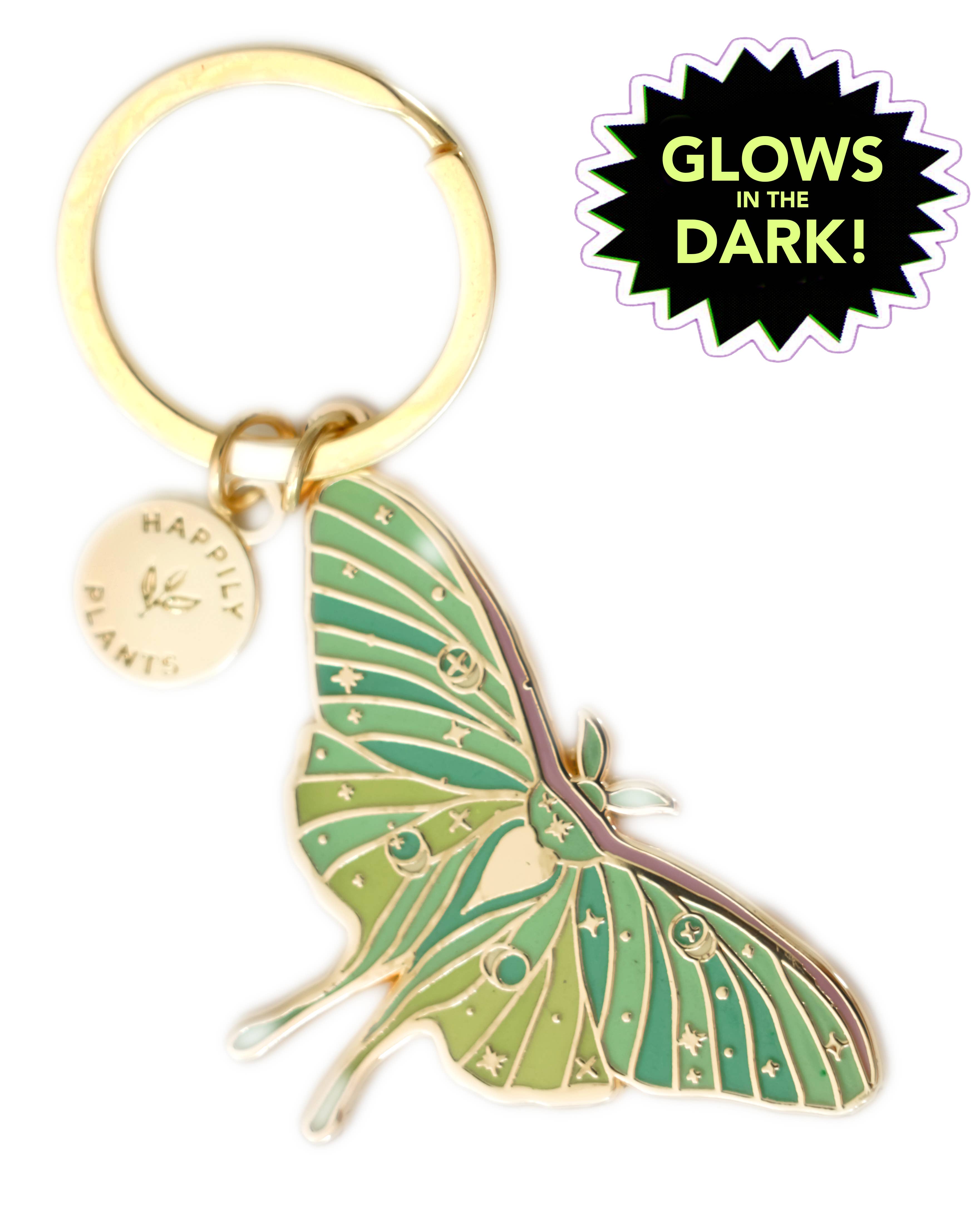 Luna Moth Keychain Charm Glow in the Dark