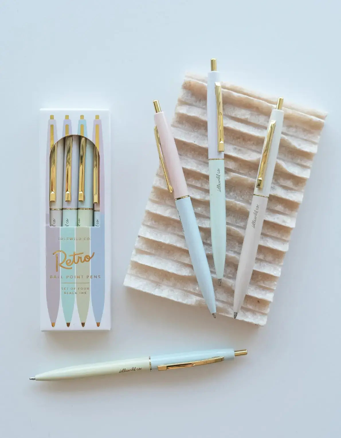 Retro Pen Set of Four | Pastel Rainbow