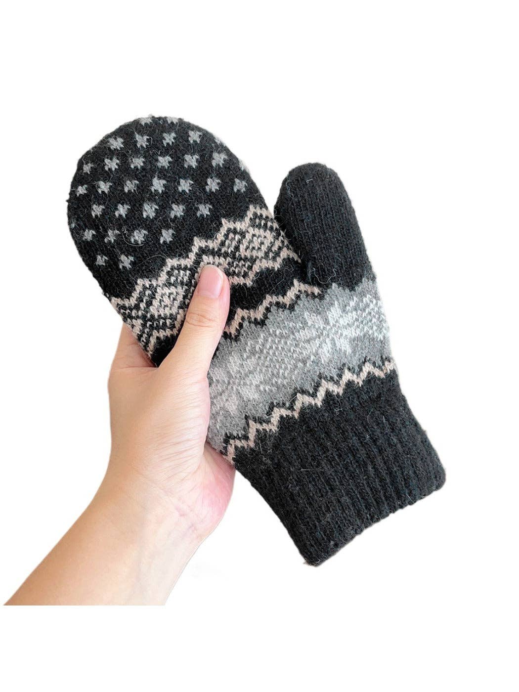 Gloving - Unisex Warm Snowflake Knit Mittens