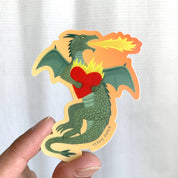 Dragon Burning Heart Fantasy Mythical Sticker