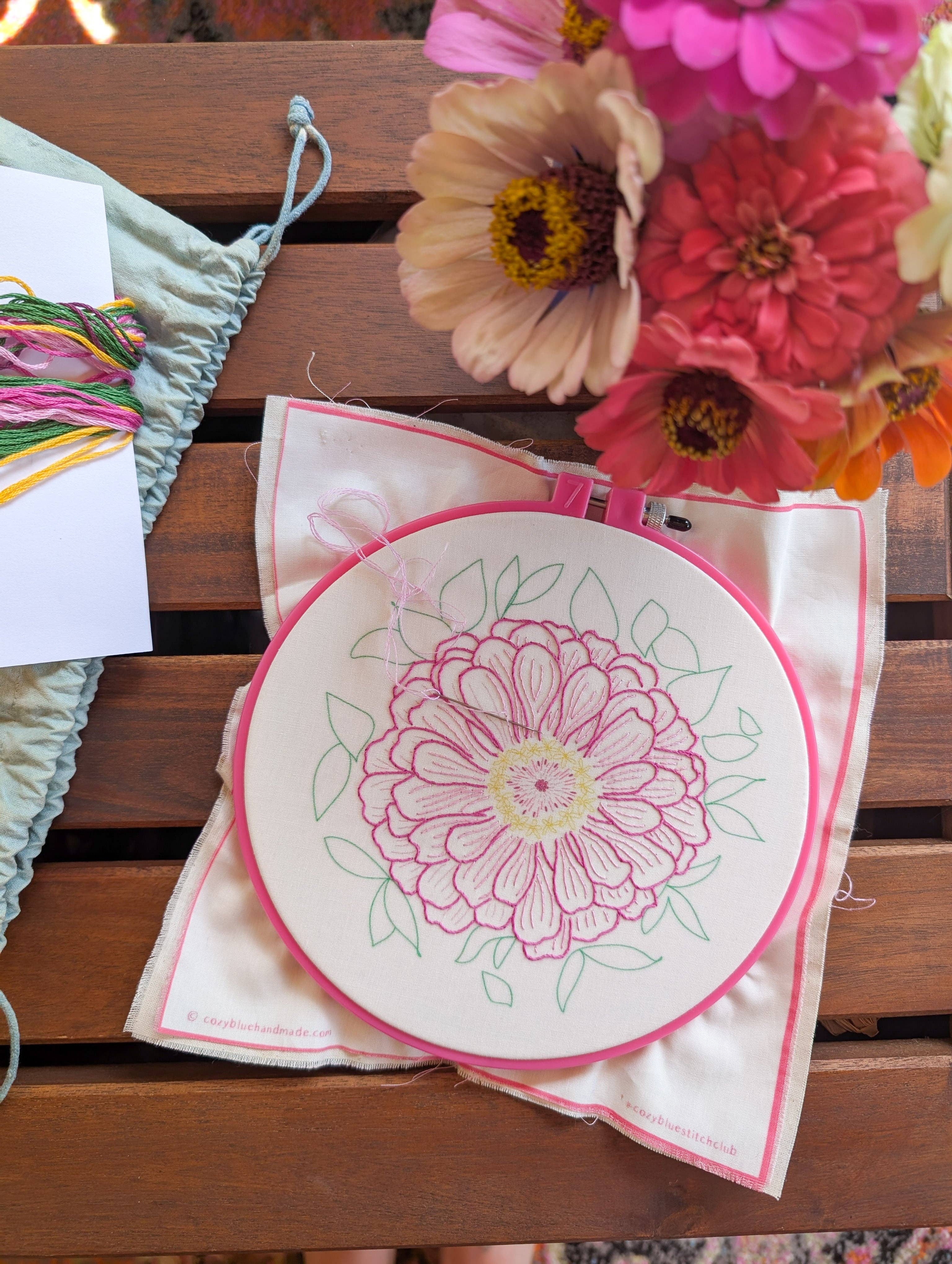 Zinnia embroidery kit
