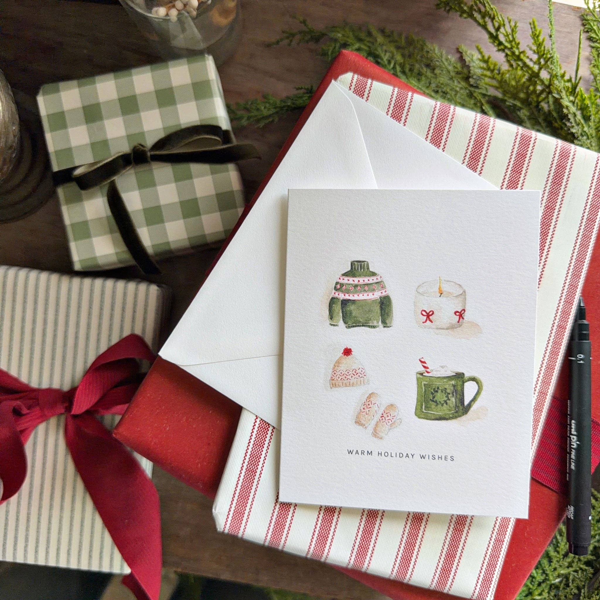 Warm holiday wishes greeting card