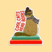 Cool Cats Read Books Sticker