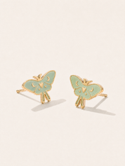 Luna Moth Earring Studs, 18k Gold Plated Hypoallergenic
