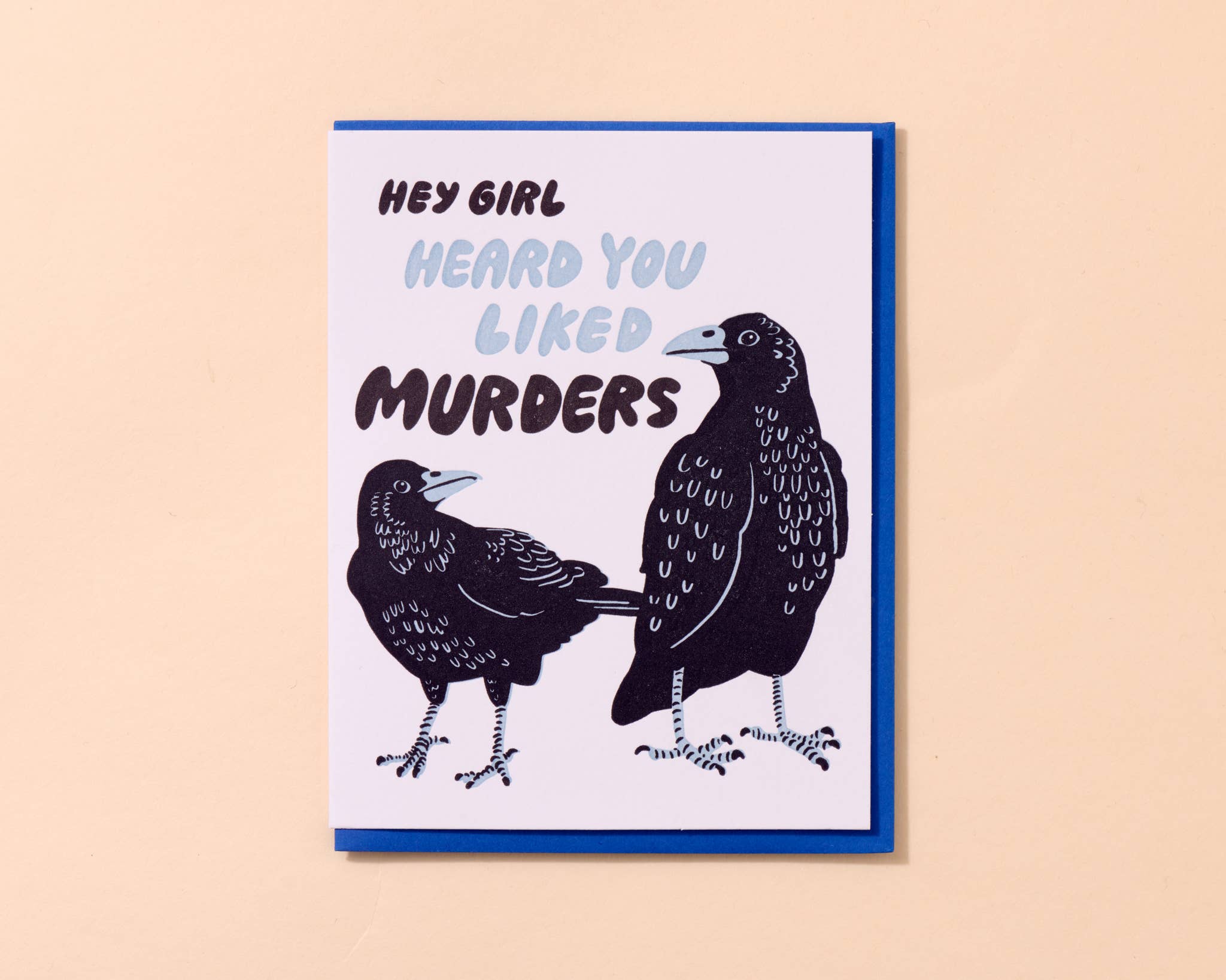Murder True Crime Halloween Crows Letterpress Greeting Card