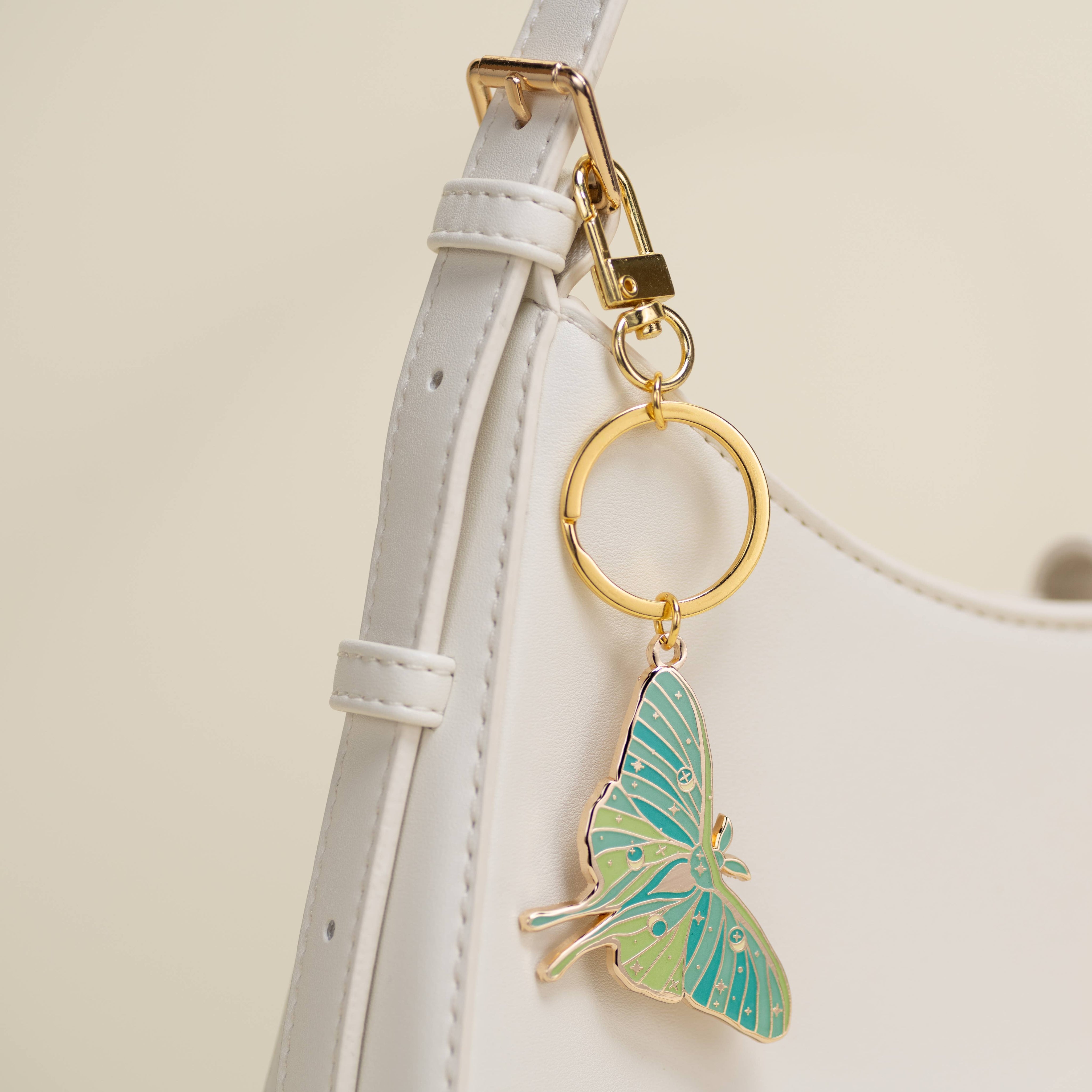 Luna Moth Keychain Charm Glow in the Dark