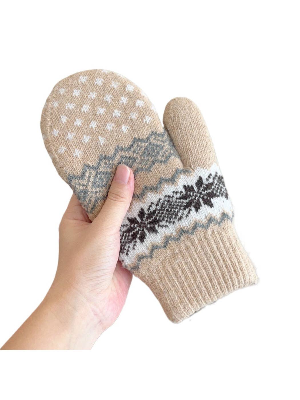 Gloving - Unisex Warm Snowflake Knit Mittens
