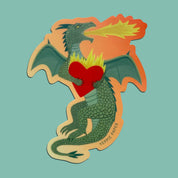 Dragon Burning Heart Fantasy Mythical Sticker