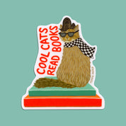 Cool Cats Read Books Sticker