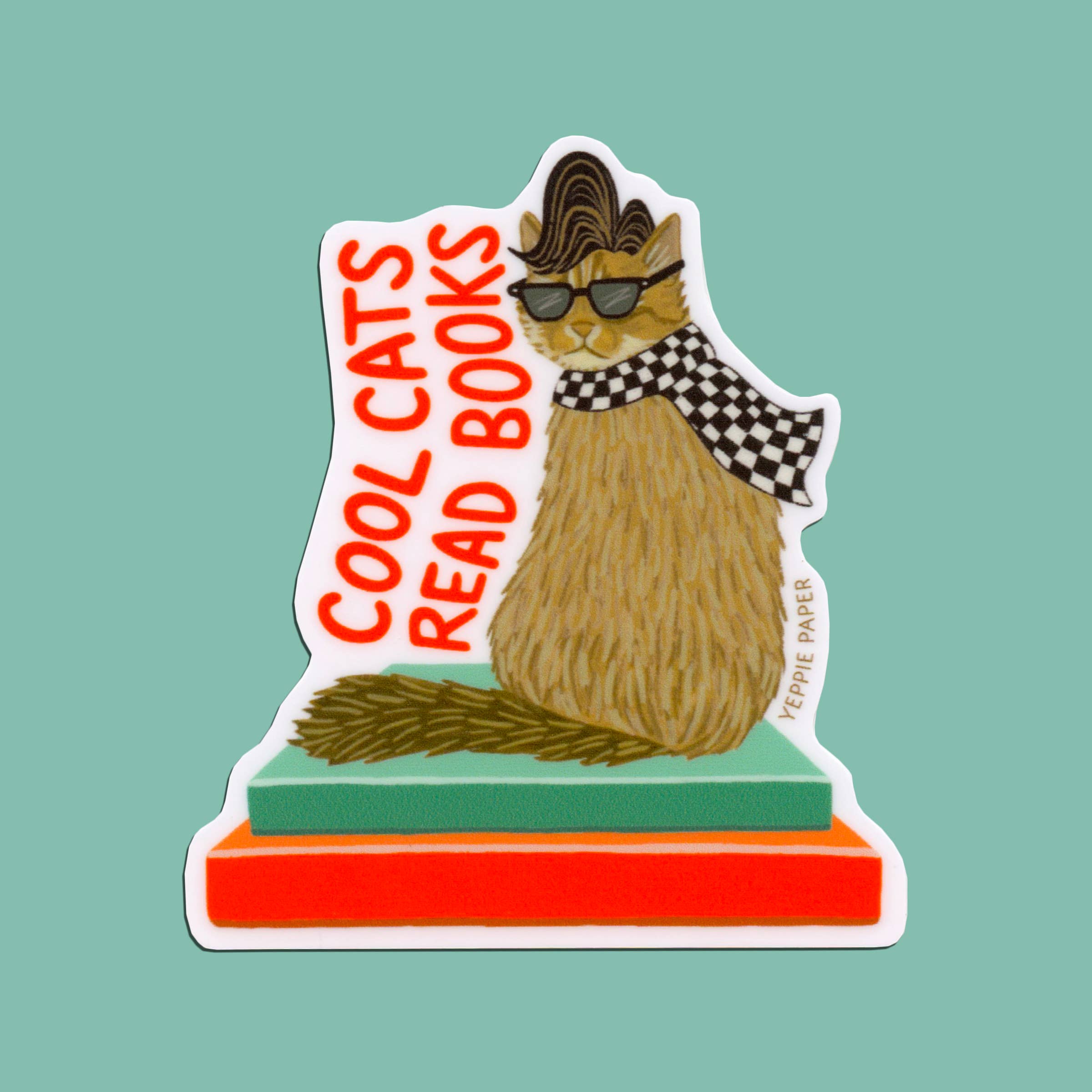 Cool Cats Read Books Sticker