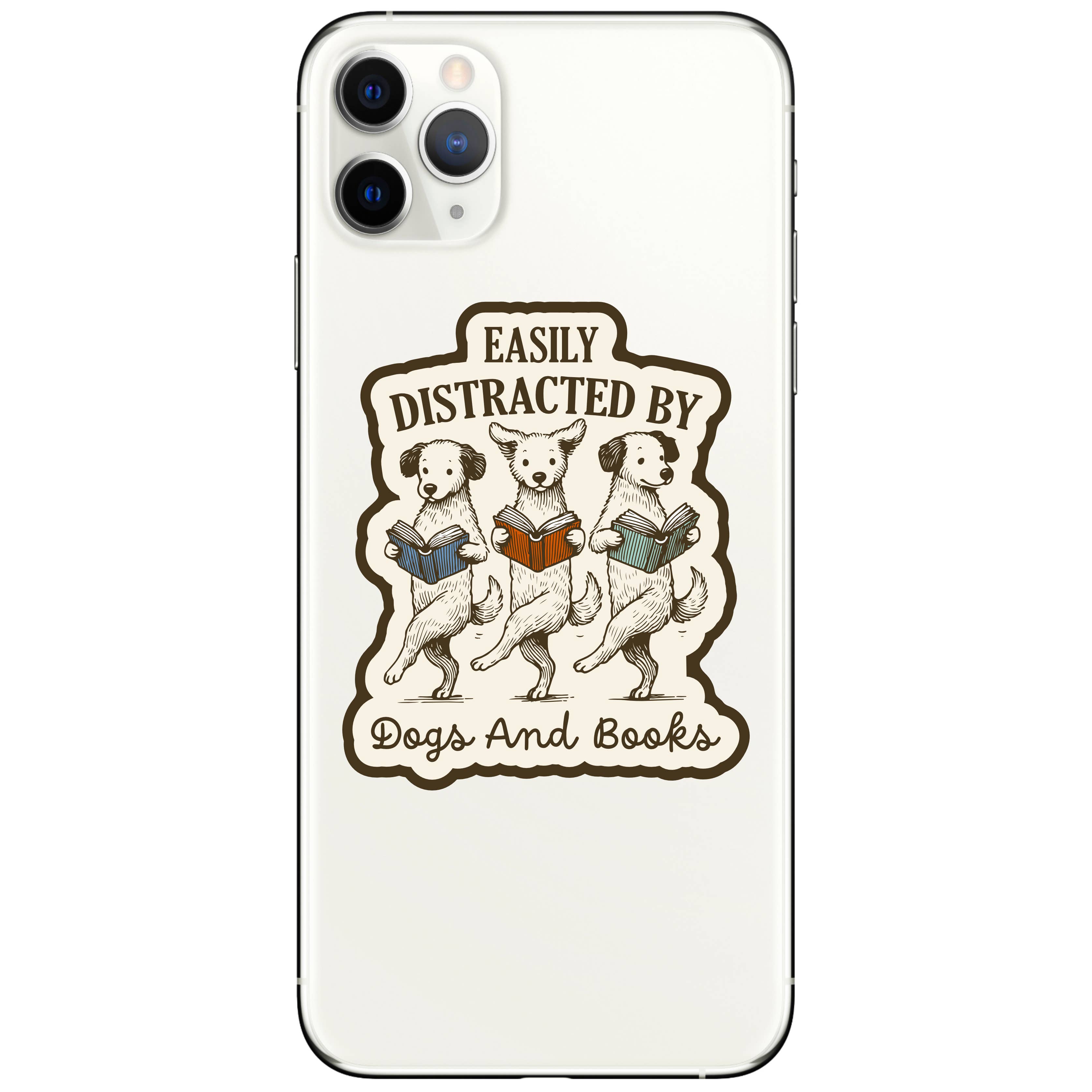 Easily Distracted by Dogs and Books Vinyl Sticker