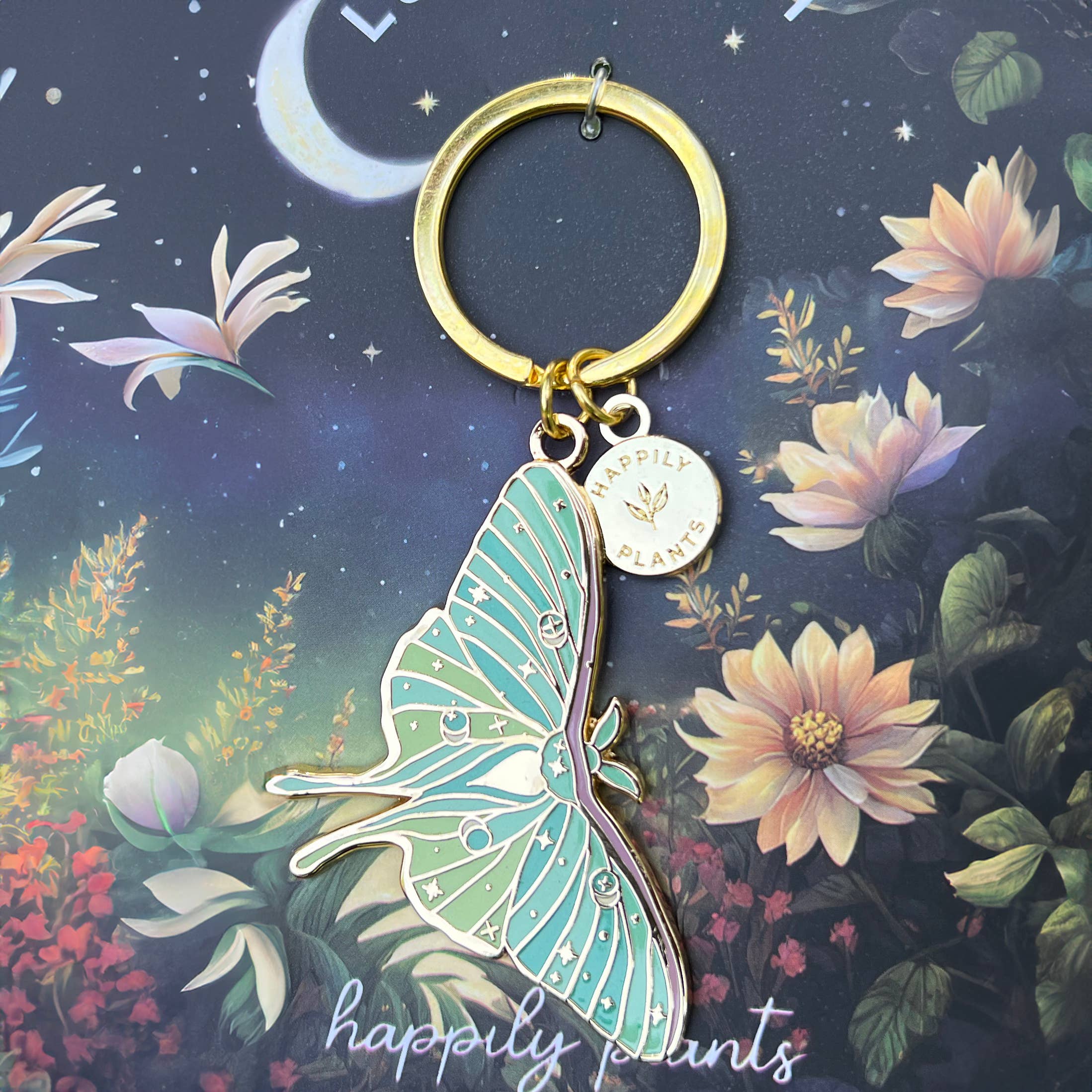 Luna Moth Keychain Charm Glow in the Dark