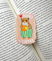 Books and Coffee Loving Bookish Hamster Sticker