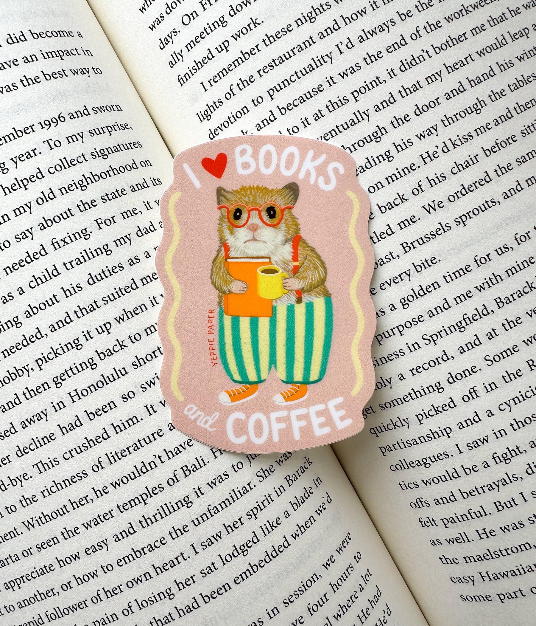 Books and Coffee Loving Bookish Hamster Sticker