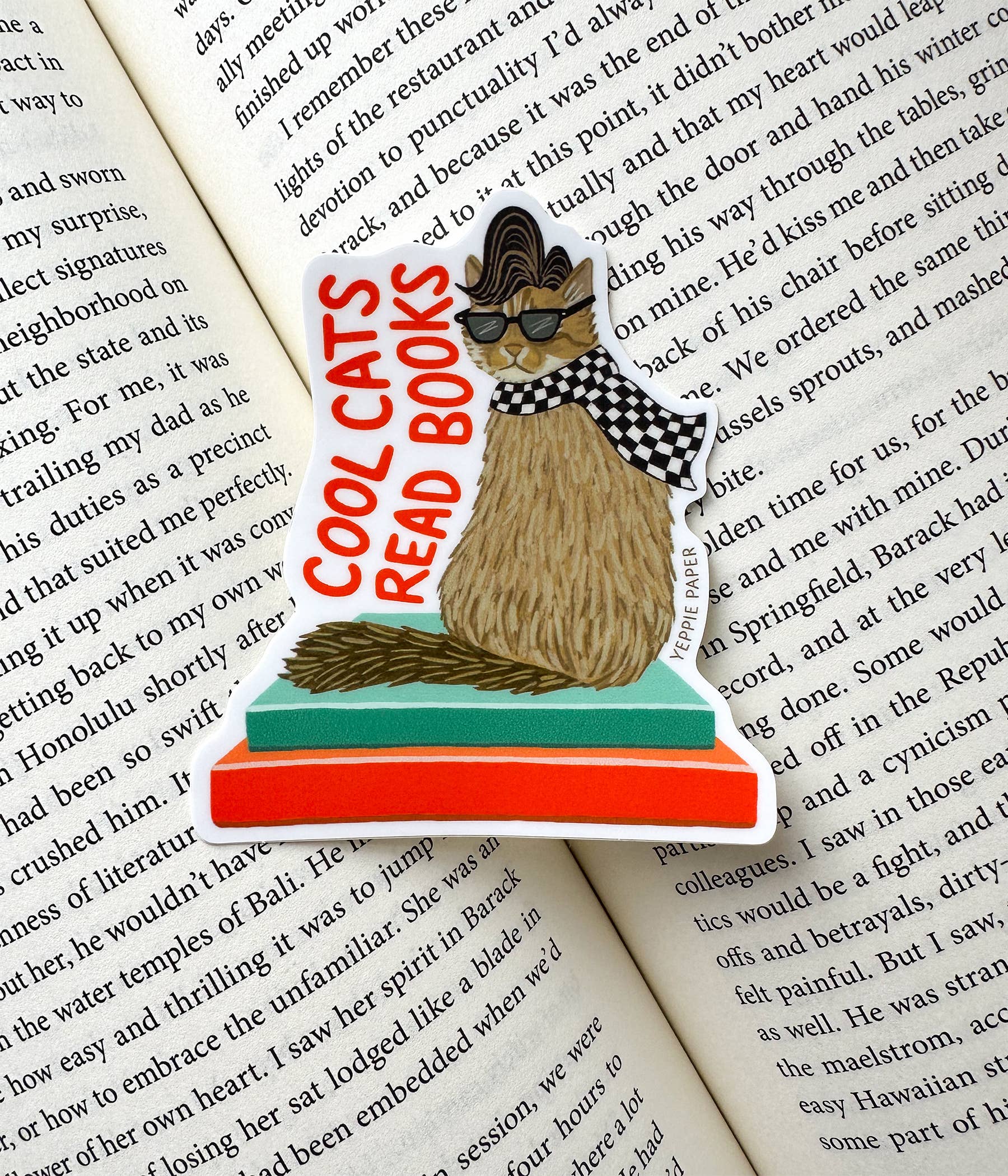 Cool Cats Read Books Sticker