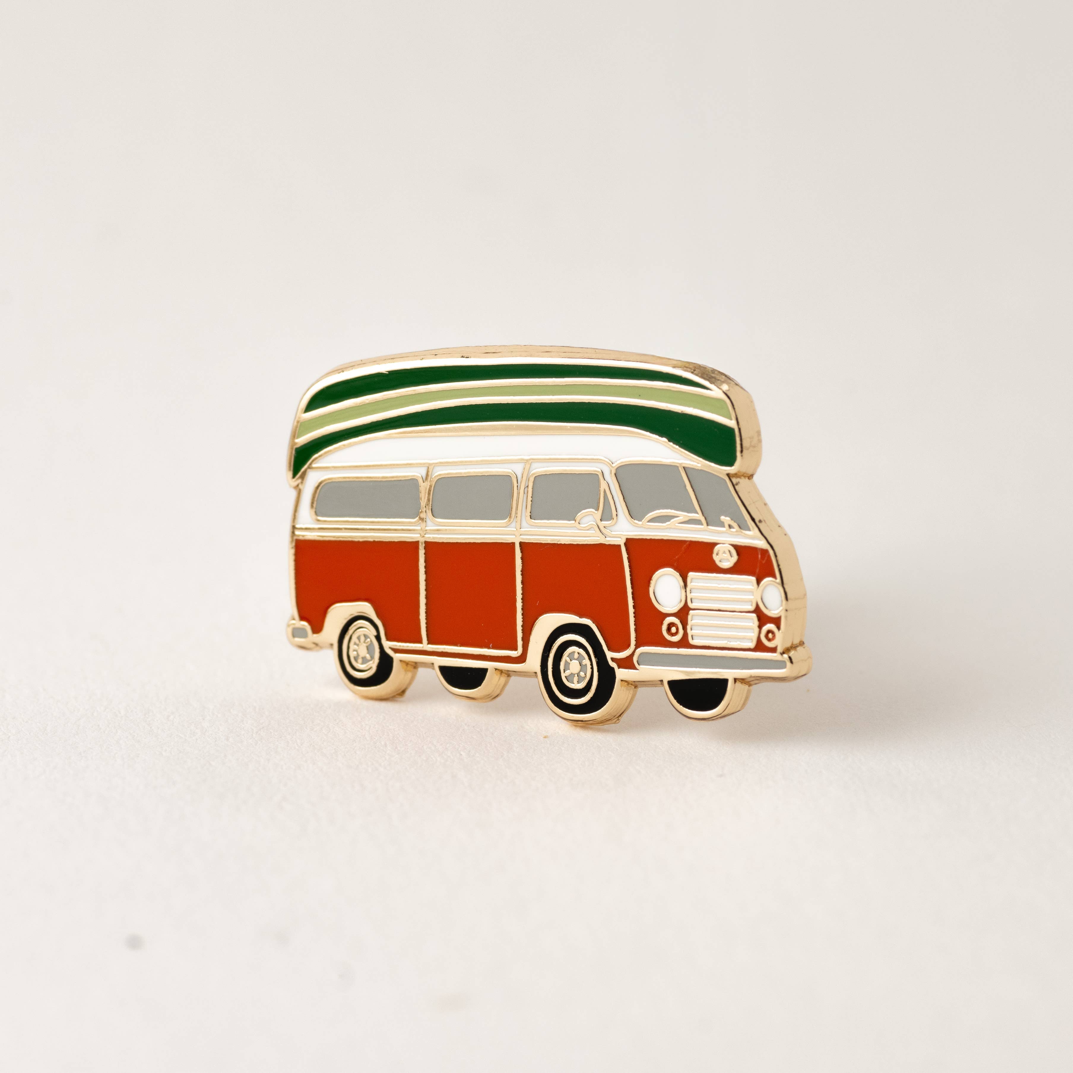 Vintage Camper Van & Boat Canoe Enamel Pin