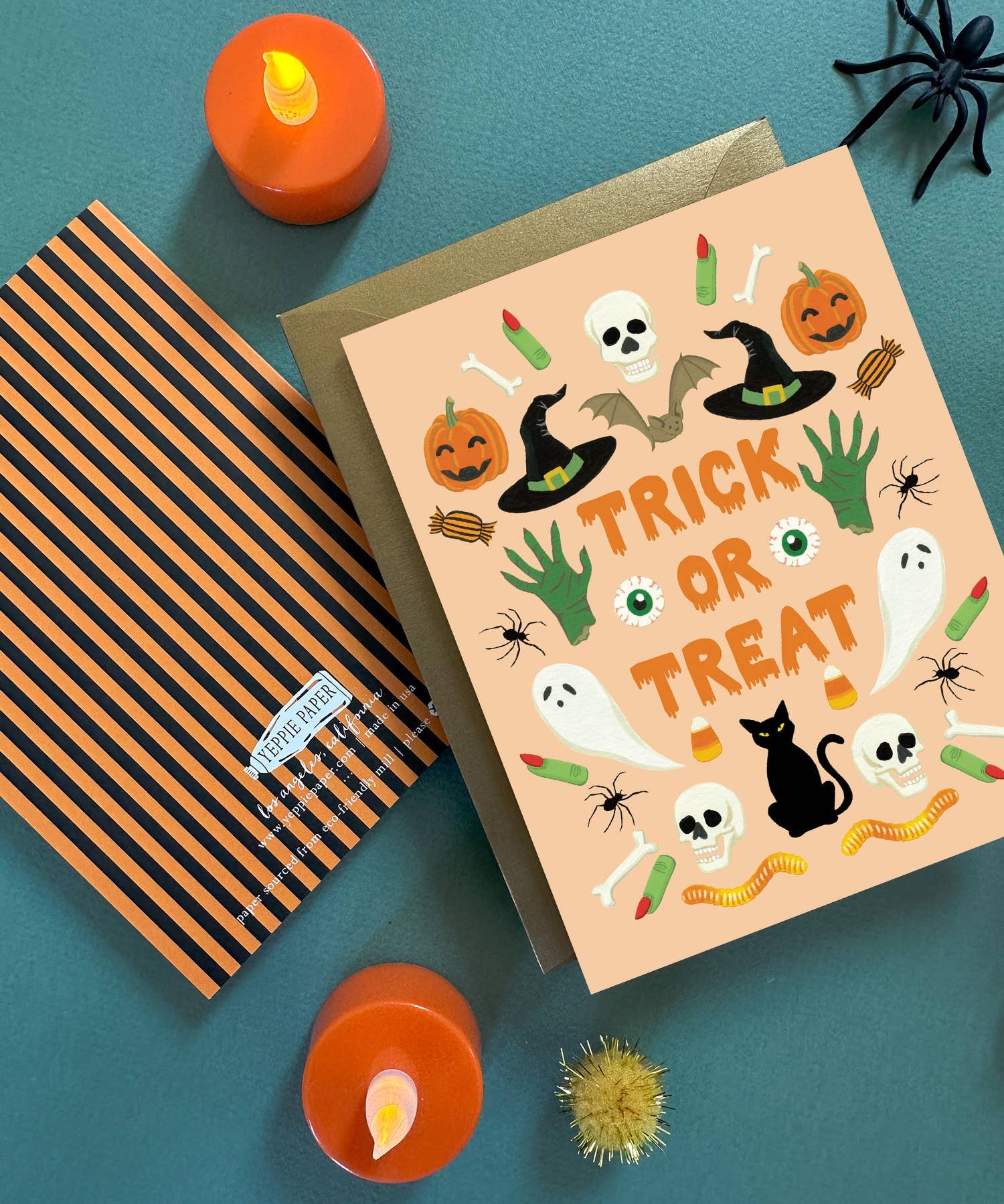 Trick Or Treat Spooky Pumpkins Fall Halloween Card