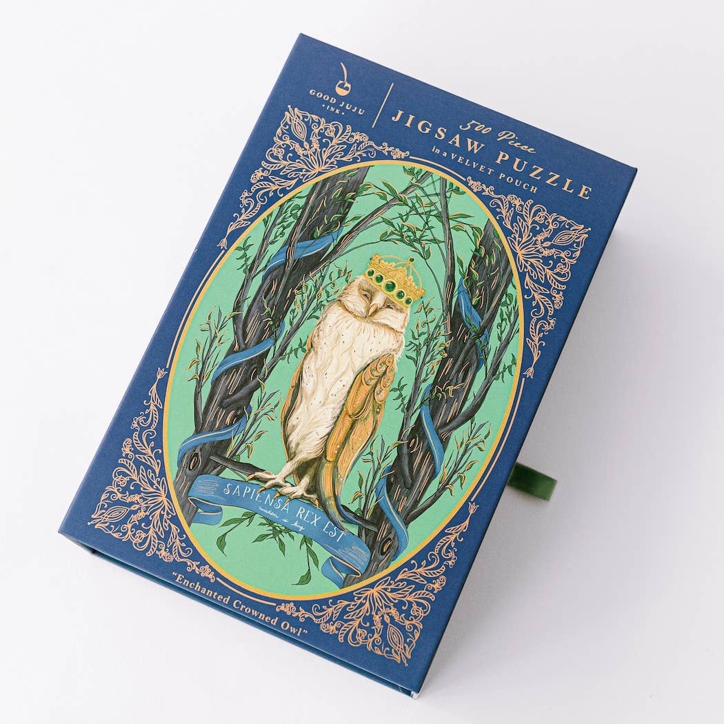 Enchanted Crowned Owl Cameo 500-Piece Puzzle