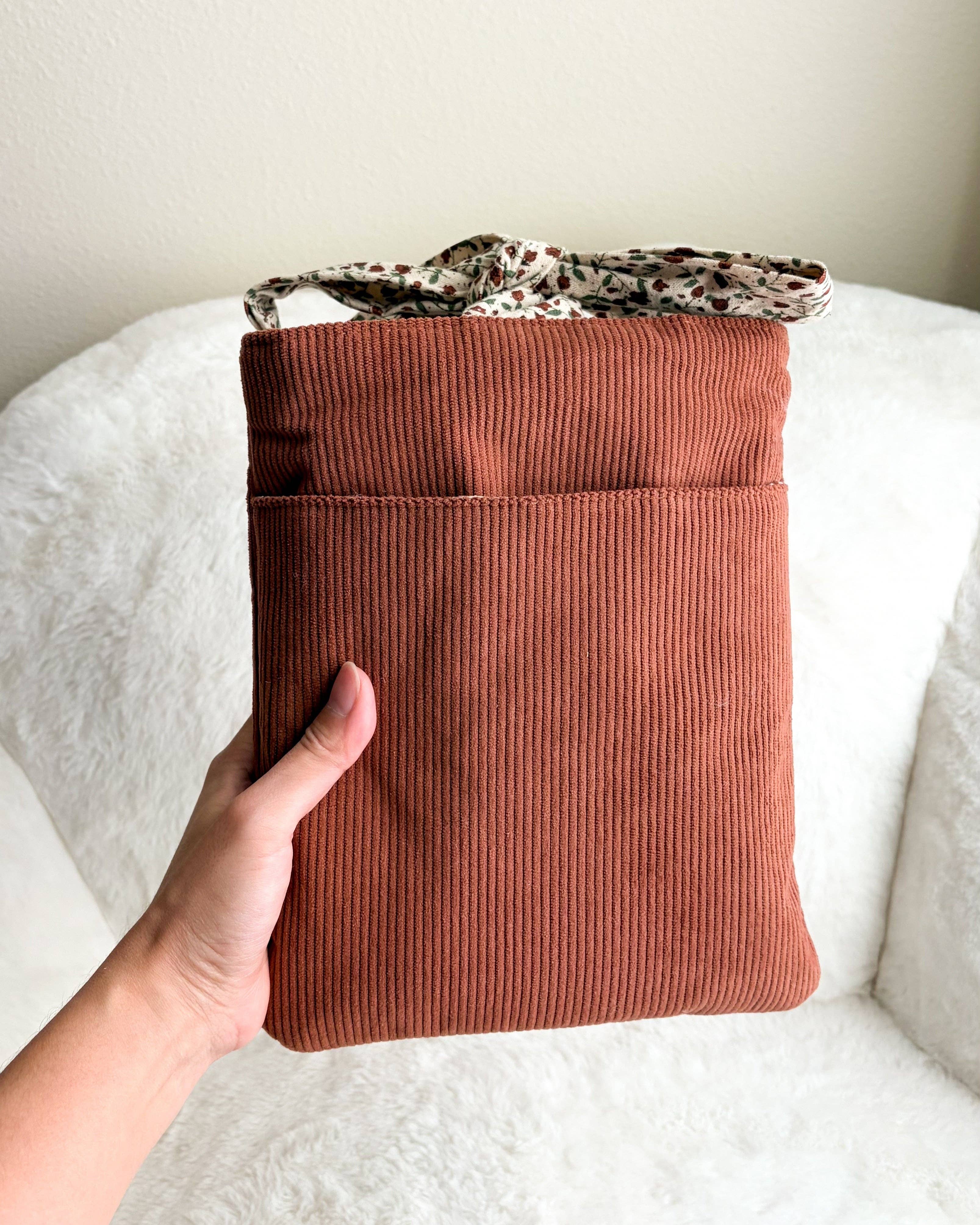 The Life of A Reader Embroidered Corduroy Book Sleeve with Bow Knot