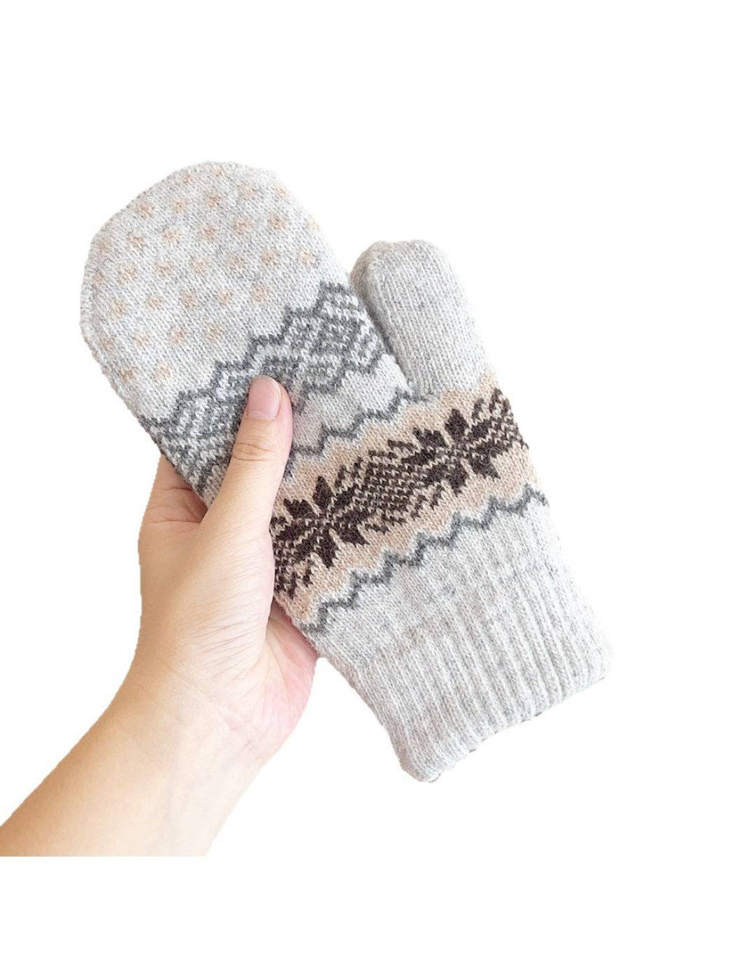 Gloving - Unisex Warm Snowflake Knit Mittens