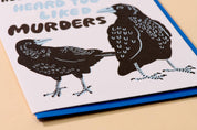 Murder True Crime Halloween Crows Letterpress Greeting Card