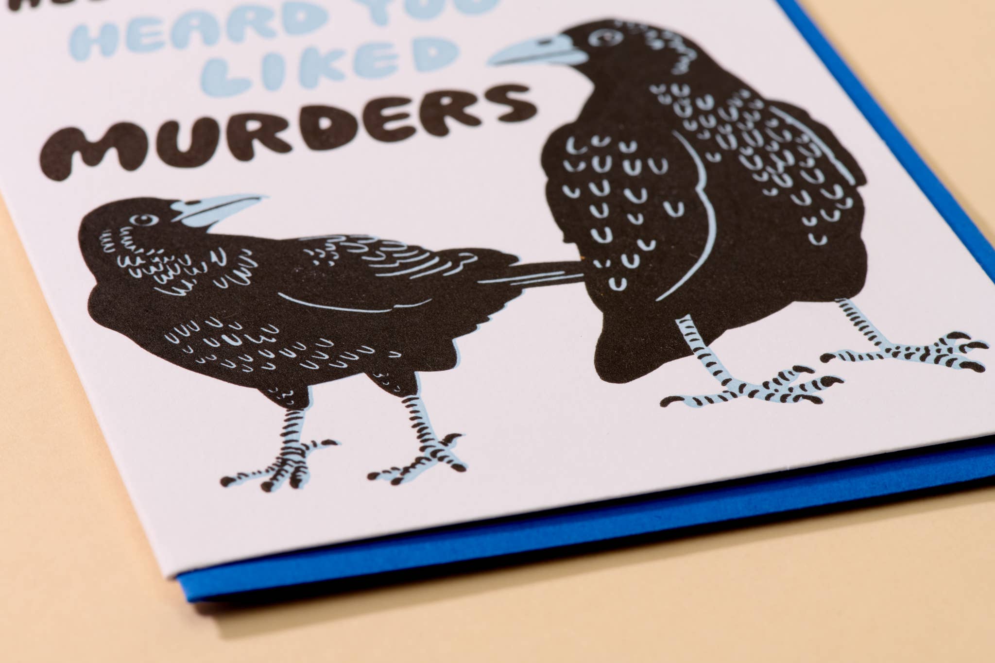 Murder True Crime Halloween Crows Letterpress Greeting Card