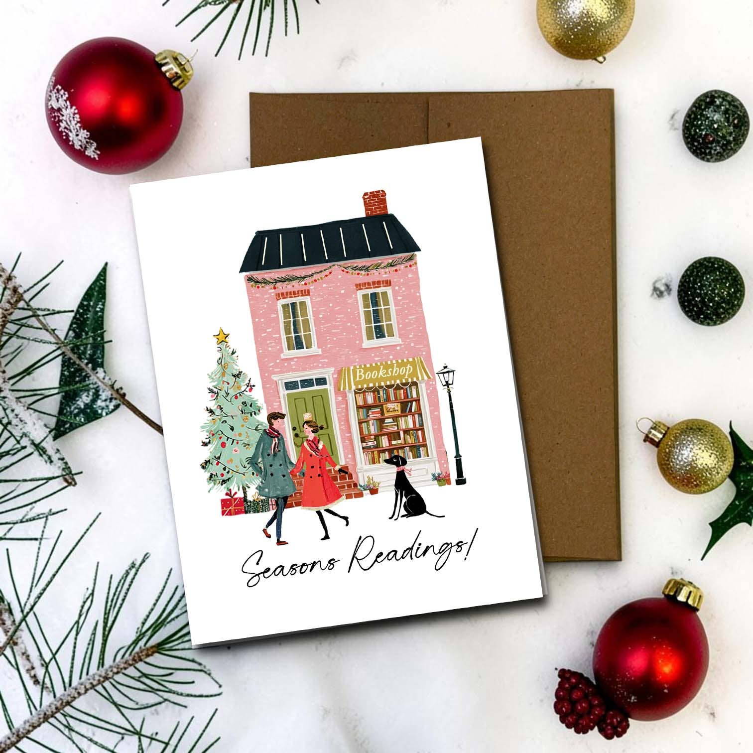 Seasons Readings! Bookish Holiday A2 Greeting Card