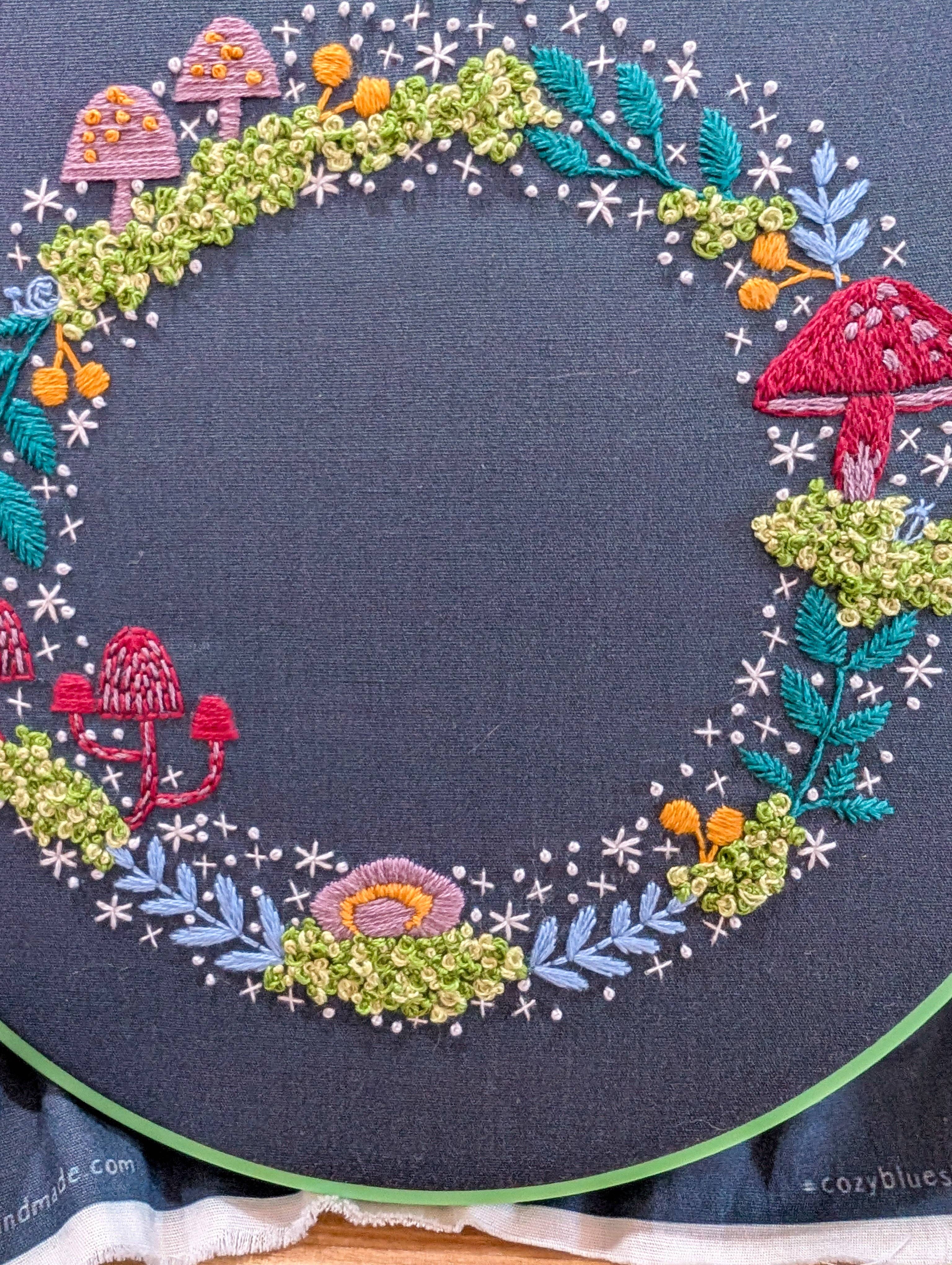 Woodland wreath embroidery kit