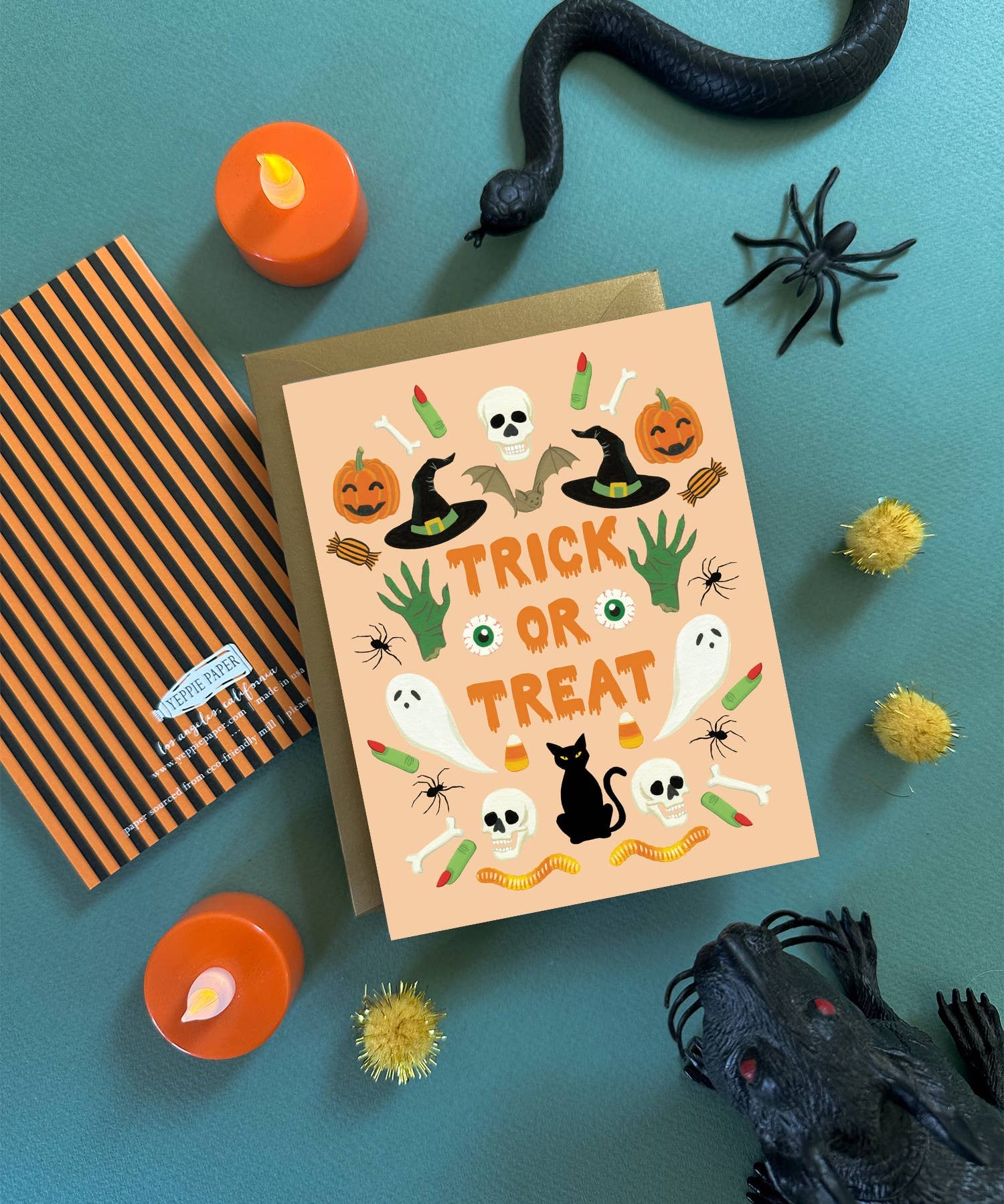 Trick Or Treat Spooky Pumpkins Fall Halloween Card