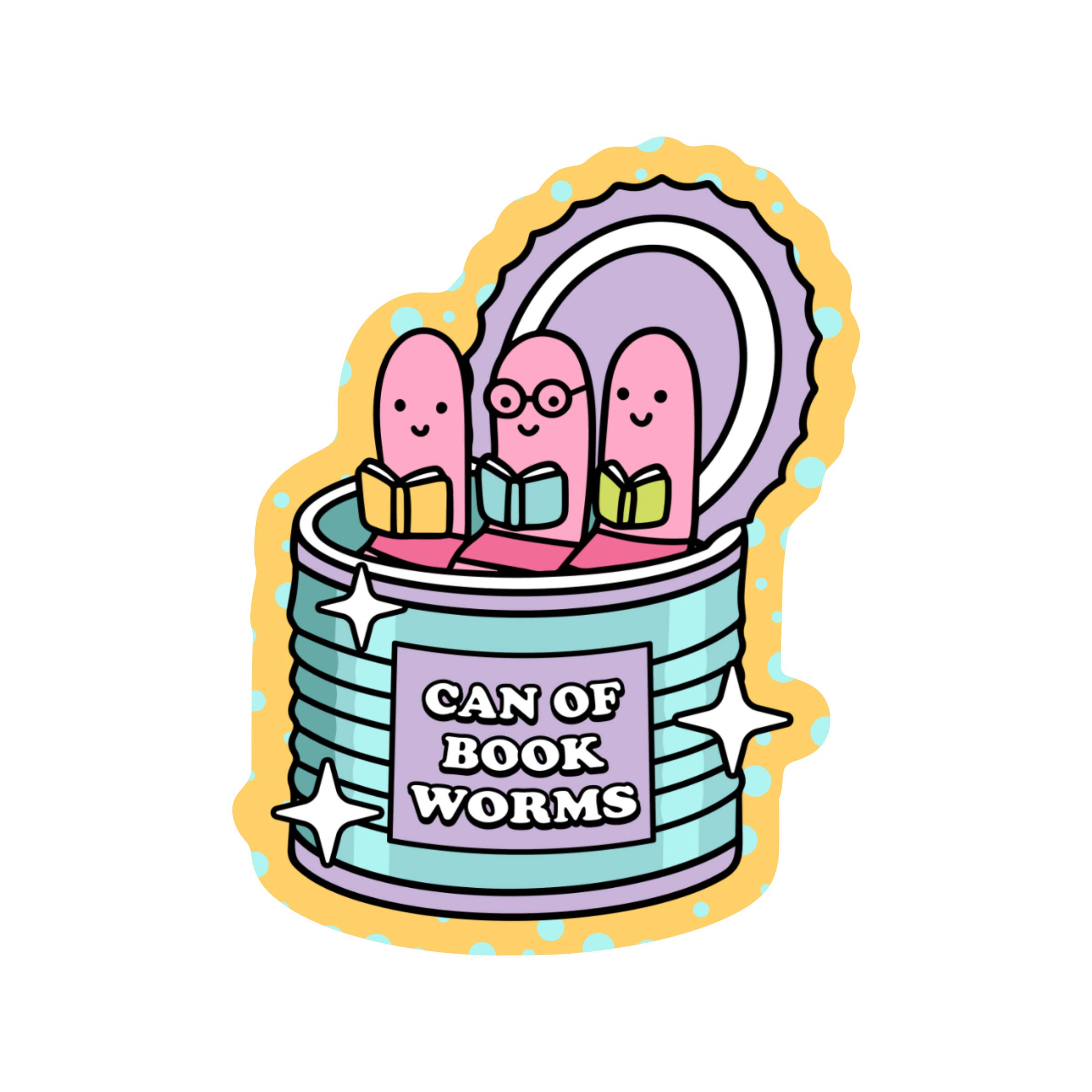 Can of Book Worms Vinyl Sticker
