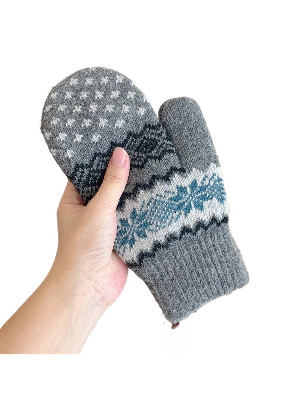 Gloving - Unisex Warm Snowflake Knit Mittens