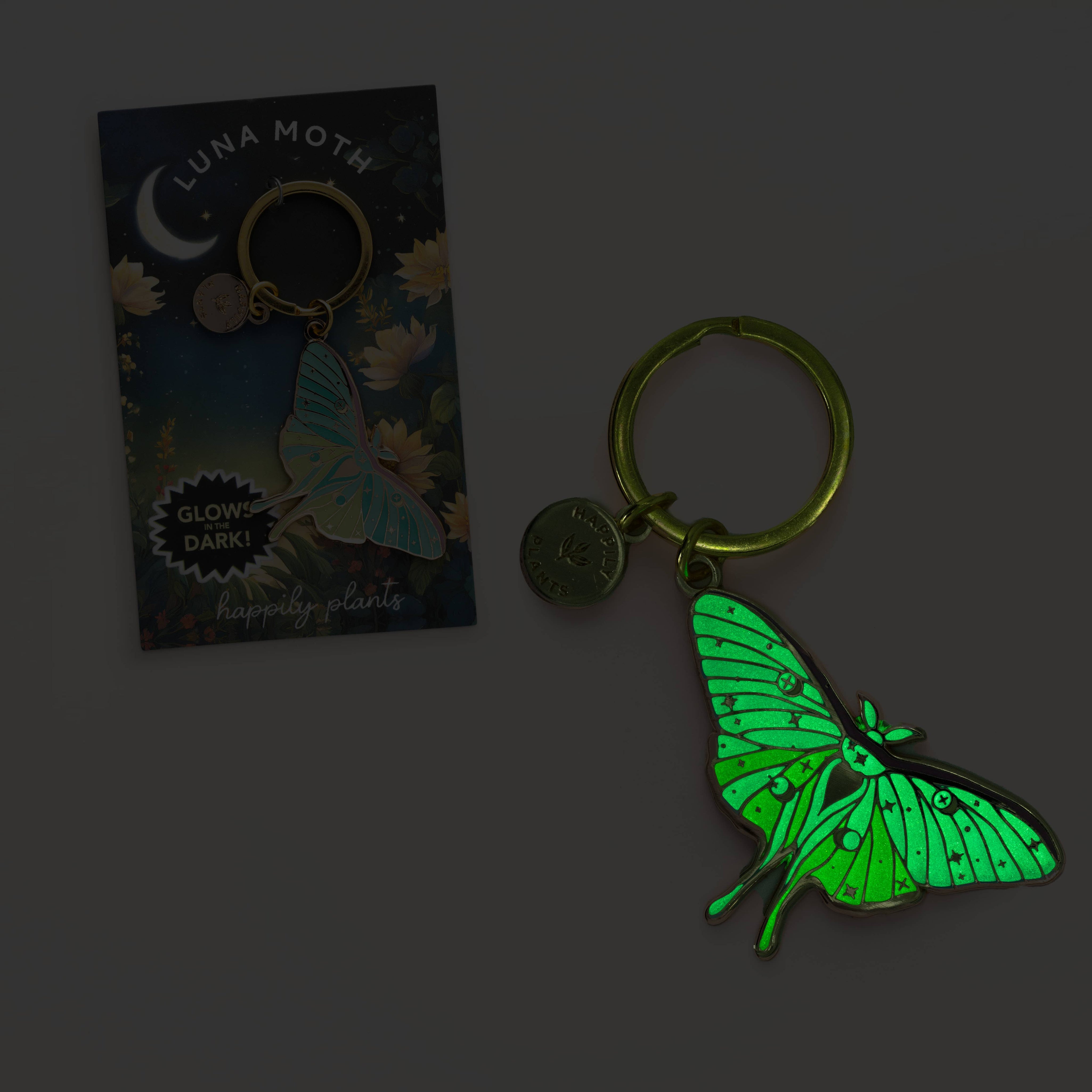 Luna Moth Keychain Charm Glow in the Dark