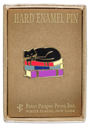 Cat with Books Enamel Pin