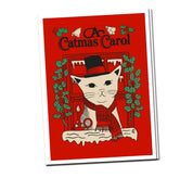 A Catmas Carol Holiday Cat Pun A6 Greeting Card