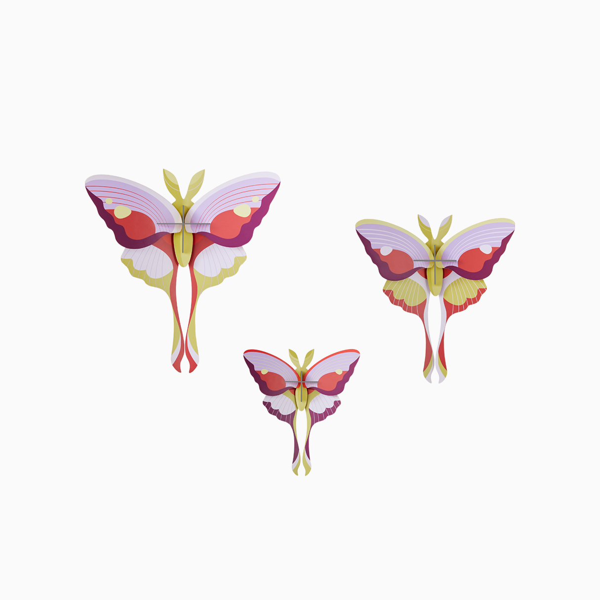 3D Wall Art - Butterflies- Lilac Comet Butterflies, set of 3
