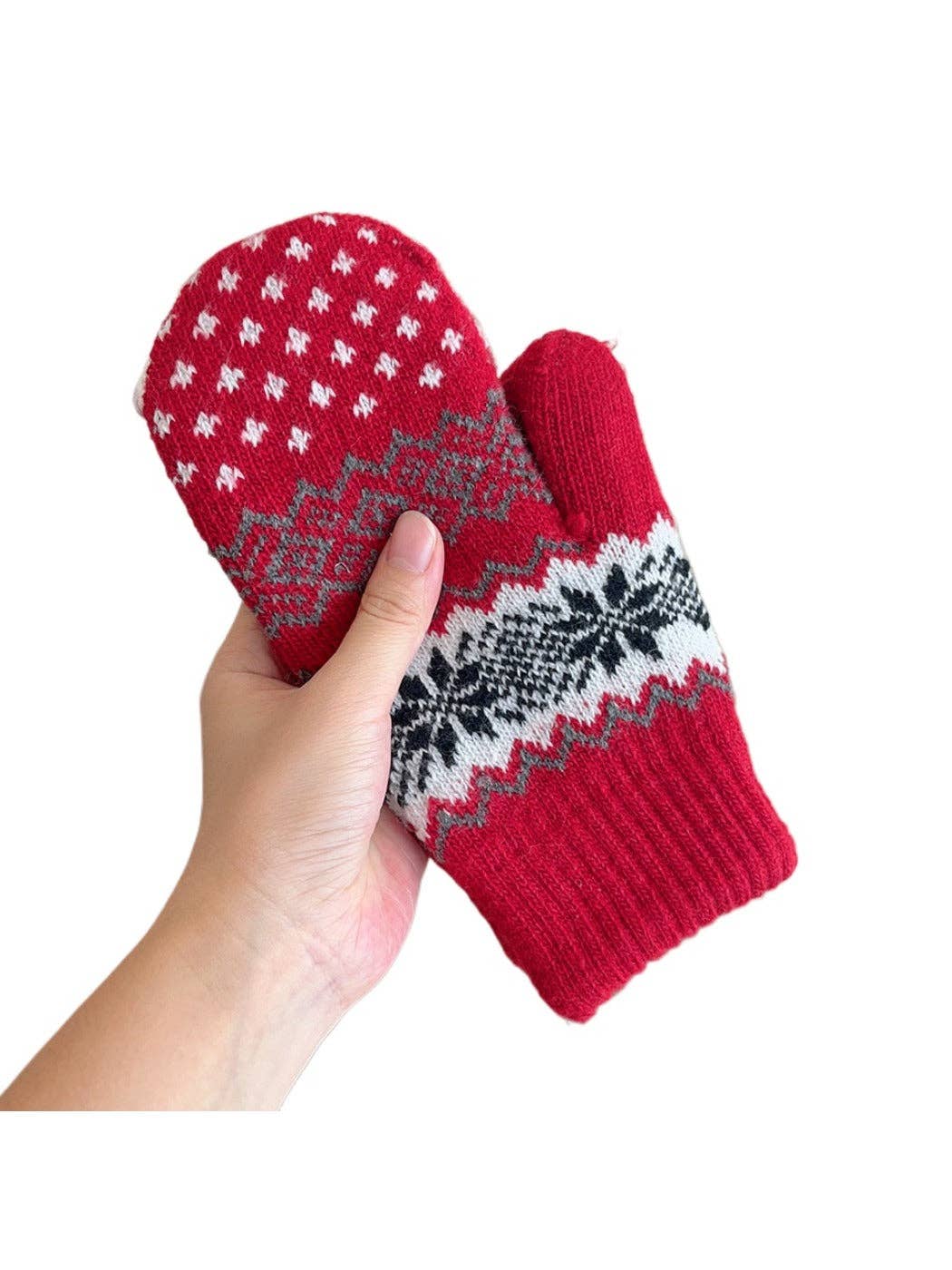 Gloving - Unisex Warm Snowflake Knit Mittens