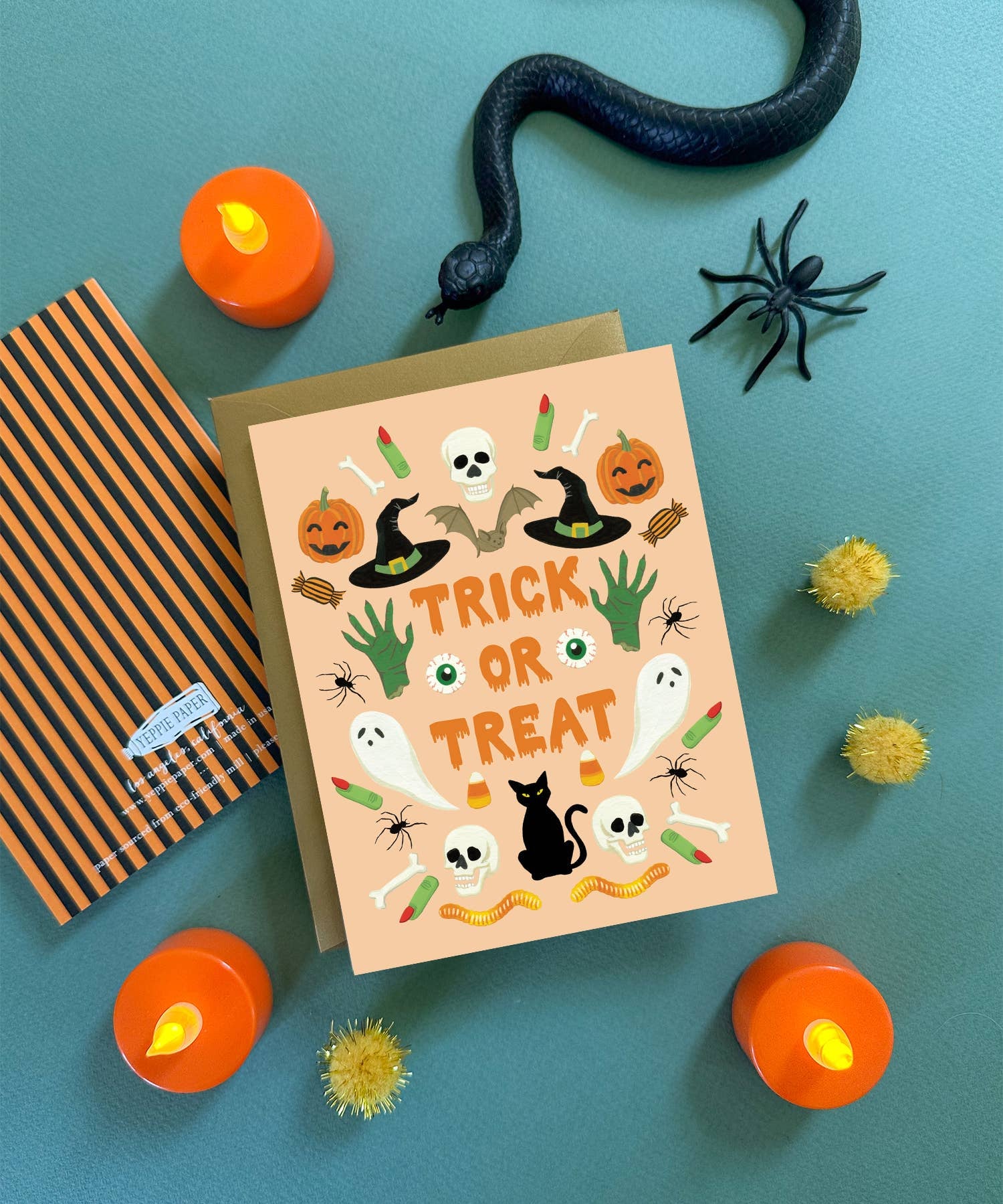 Trick Or Treat Spooky Pumpkins Fall Halloween Card