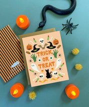 Trick Or Treat Spooky Pumpkins Fall Halloween Card