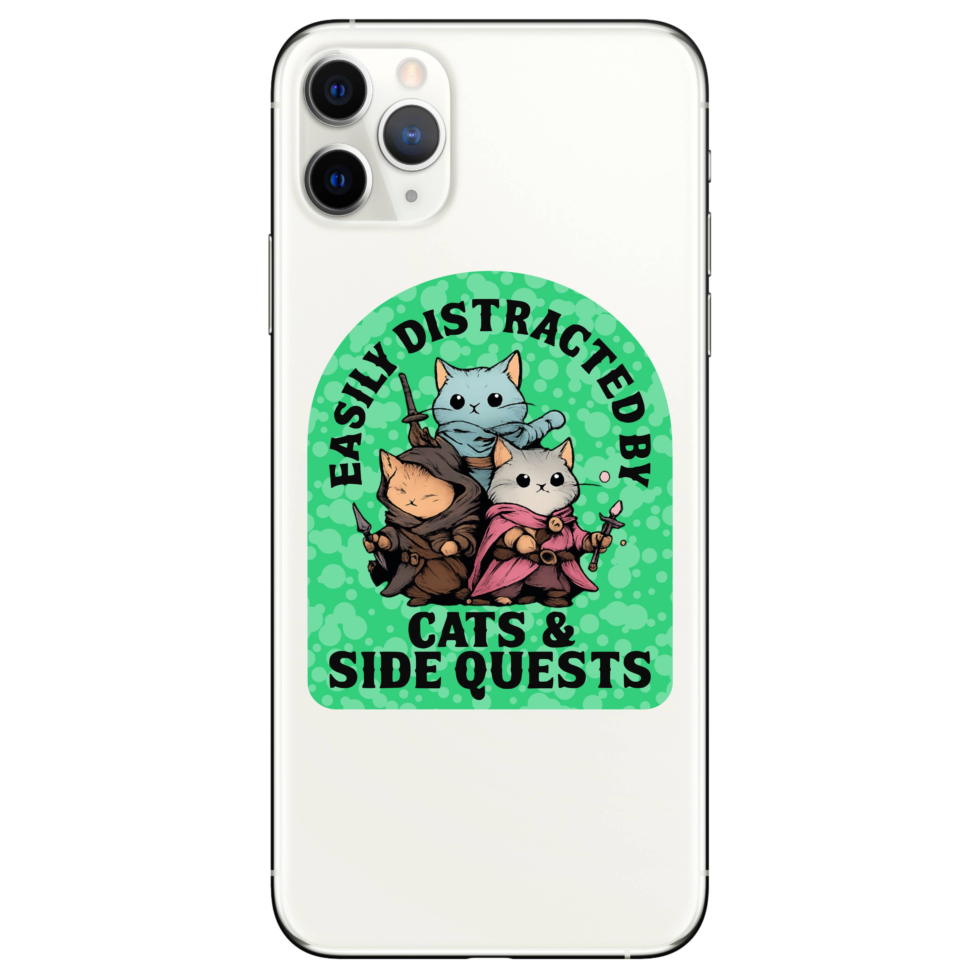 Easily Distracted by Cats and Side Quests Vinyl Sticker