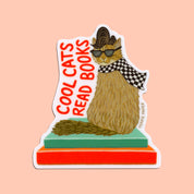 Cool Cats Read Books Sticker