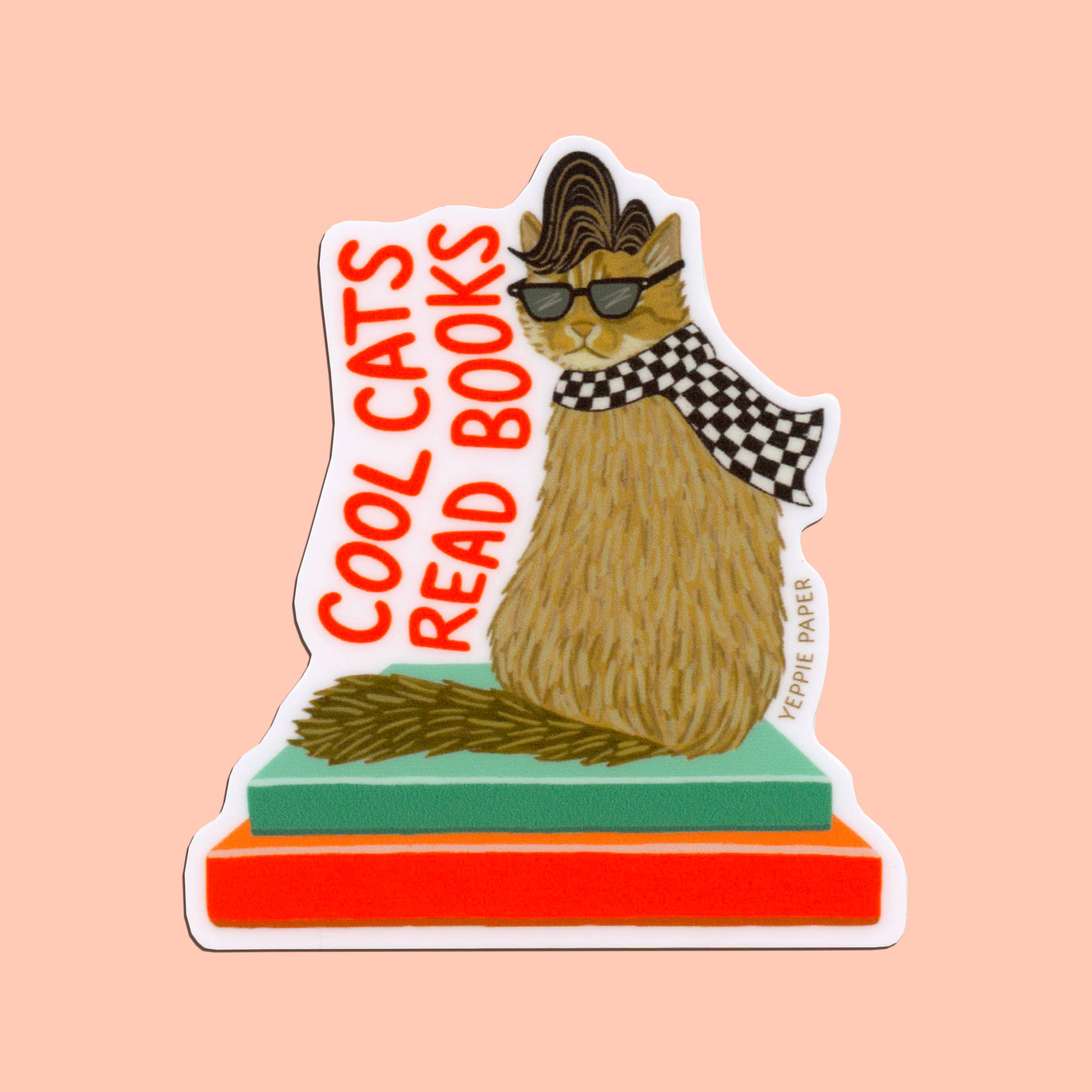 Cool Cats Read Books Sticker