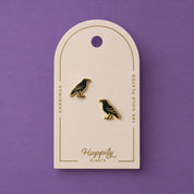 Raven Earrings, 18k Halloween Earrings