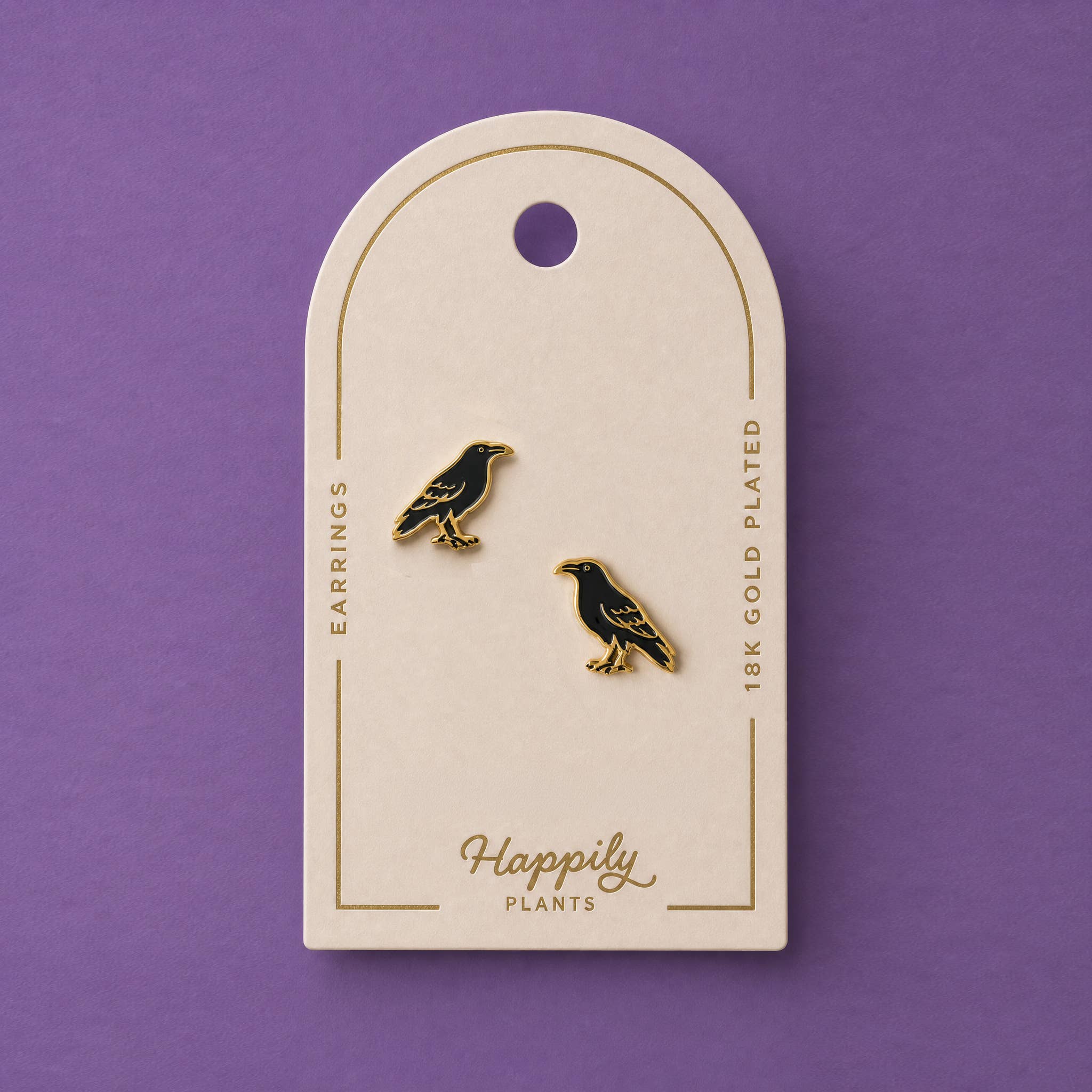 Raven Earrings, 18k Halloween Earrings