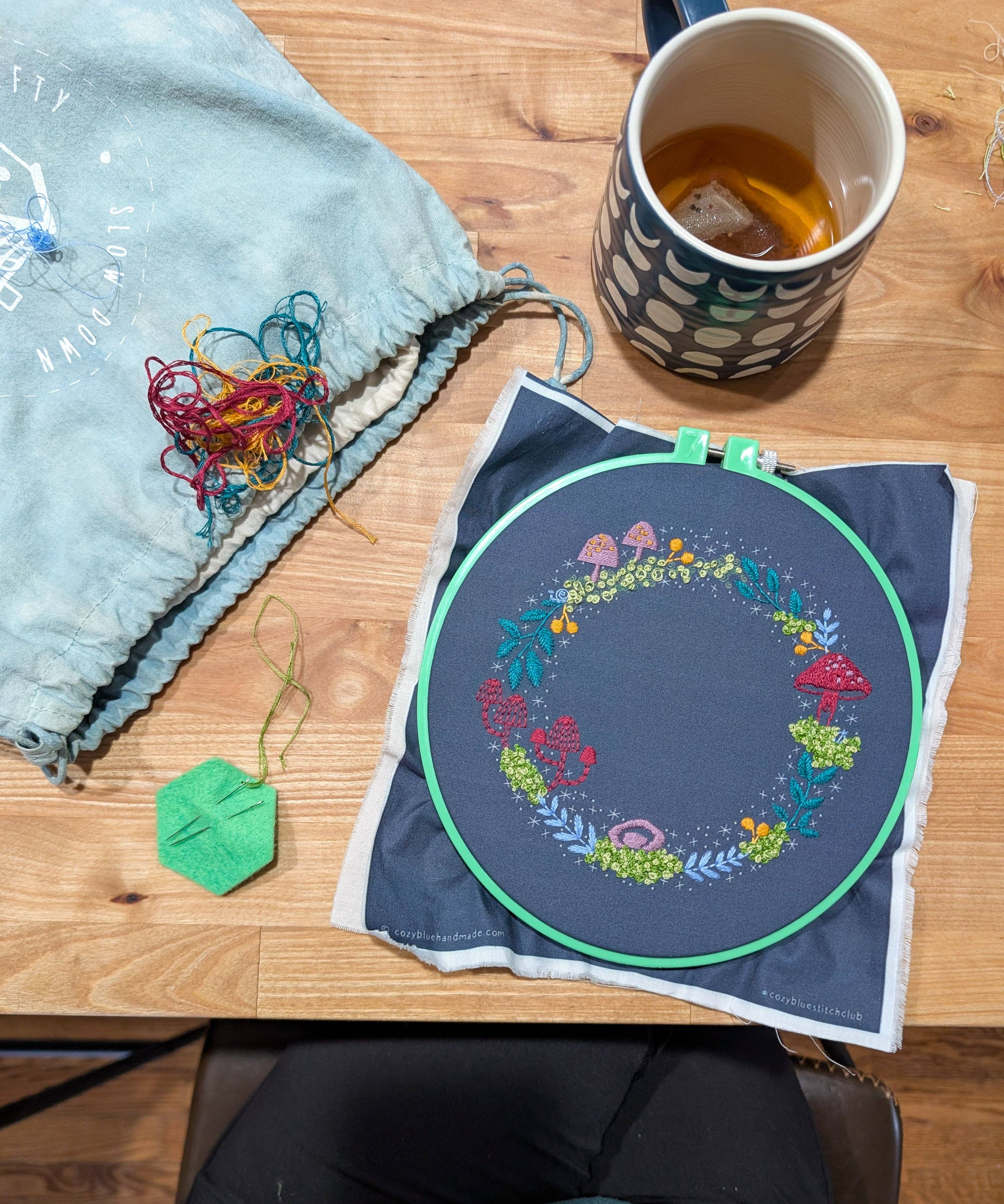 Woodland wreath embroidery kit