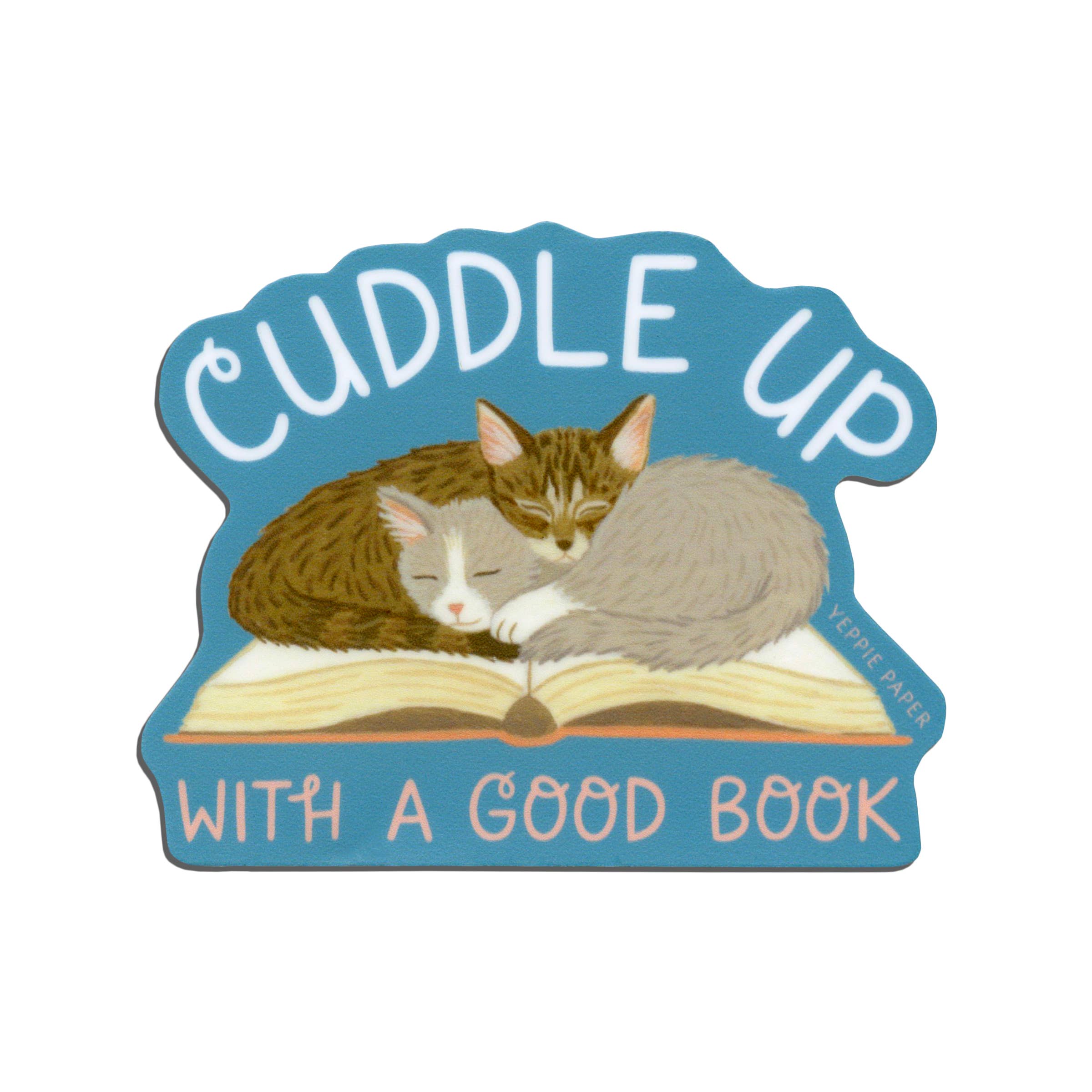Cuddle Up With A Good Book Kittens Sticker