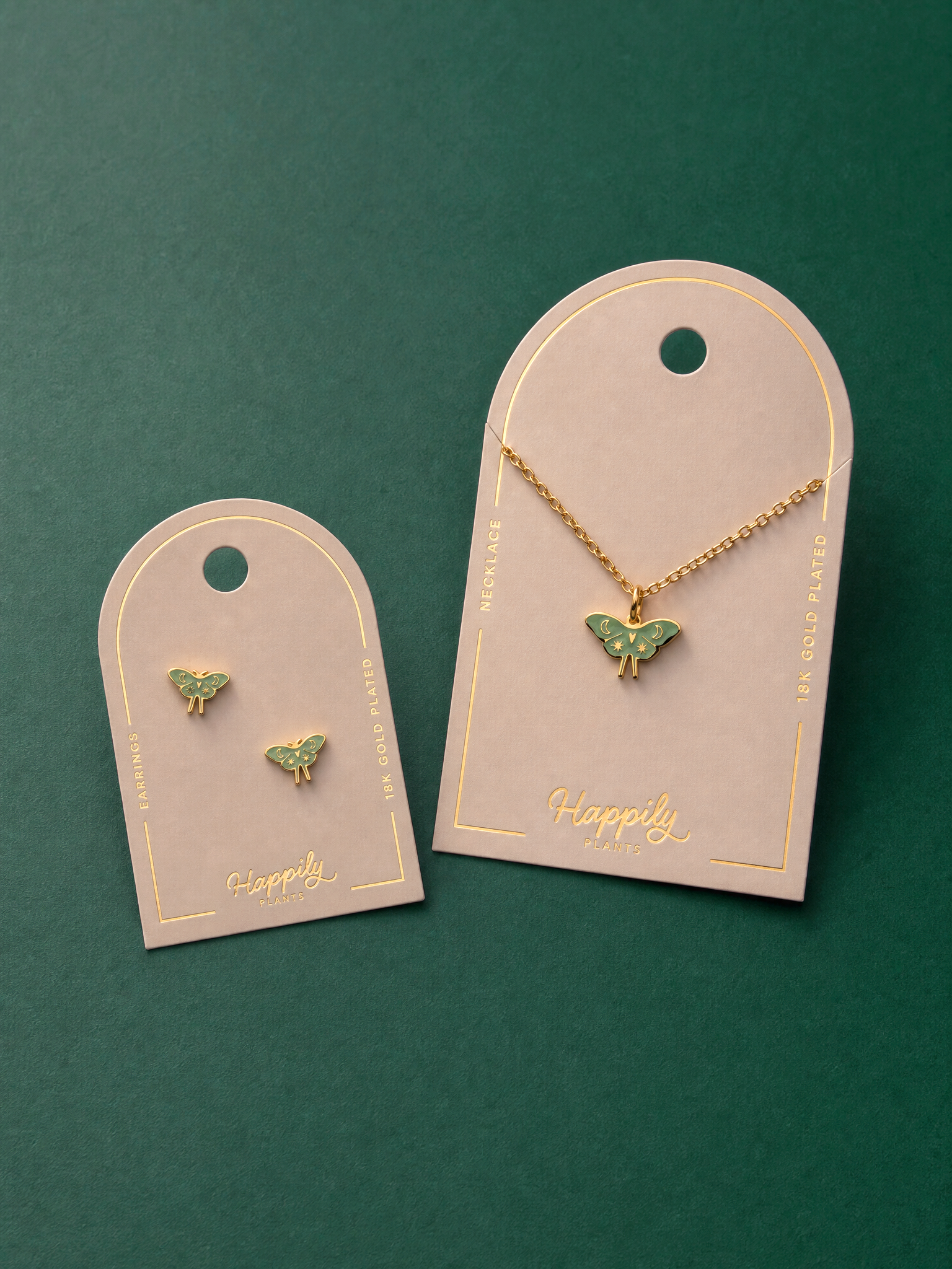 Luna Moth Earring Studs, 18k Gold Plated Hypoallergenic